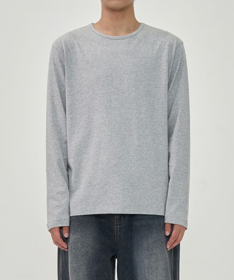 라운드넥 롱 슬리브 (MELANGE GREY)