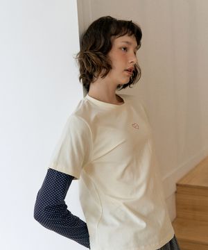 [ADULT] 도트 러브 레이어드 티셔츠_아이보리