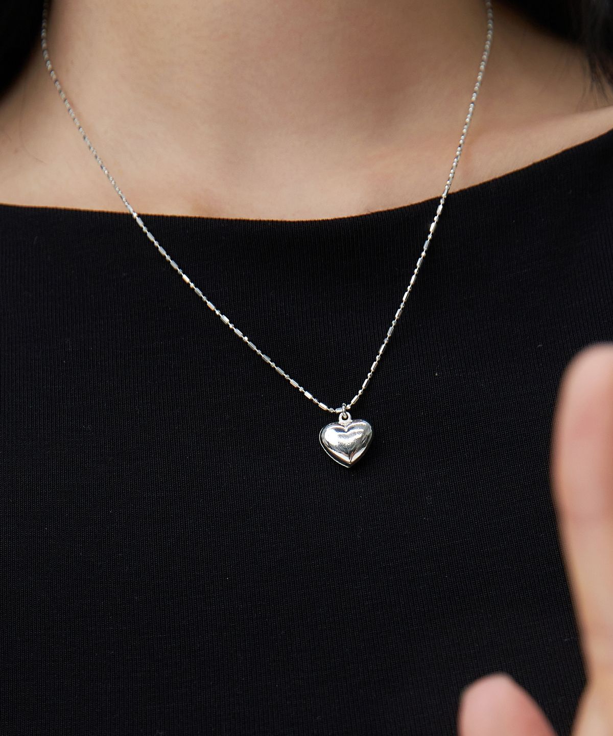 디모멘트(DMOMENT) Silver Heart 하트 드롭 목걸이 (925 Silver)