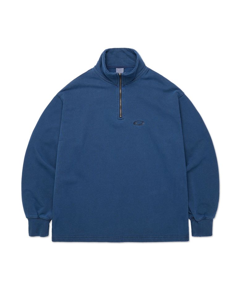 WASHED HALF ZIP SWEATSHIRT DEEP SEA