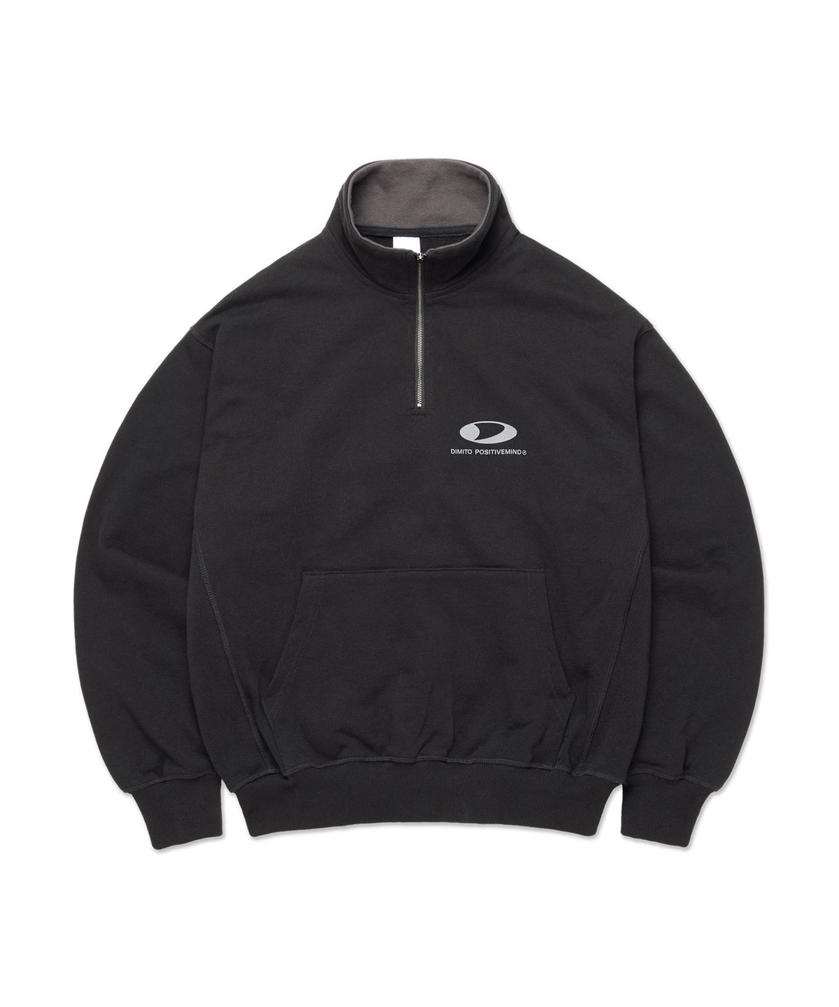 디미토(DIMITO) CIRCLE LOGO HALF ZIP SWEATSHIRT BLACK
