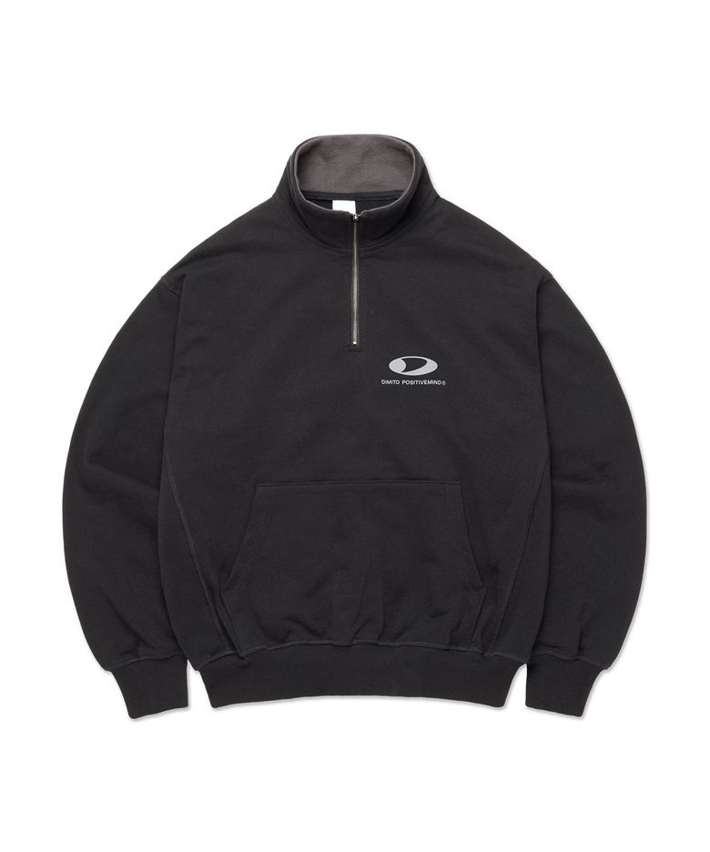 CIRCLE LOGO HALF ZIP SWEATSHIRT BLACK