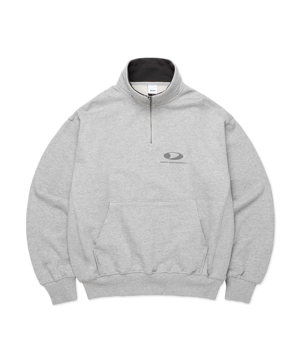 디미토(DIMITO) CIRCLE LOGO HALF ZIP SWEATSHIRT ASH