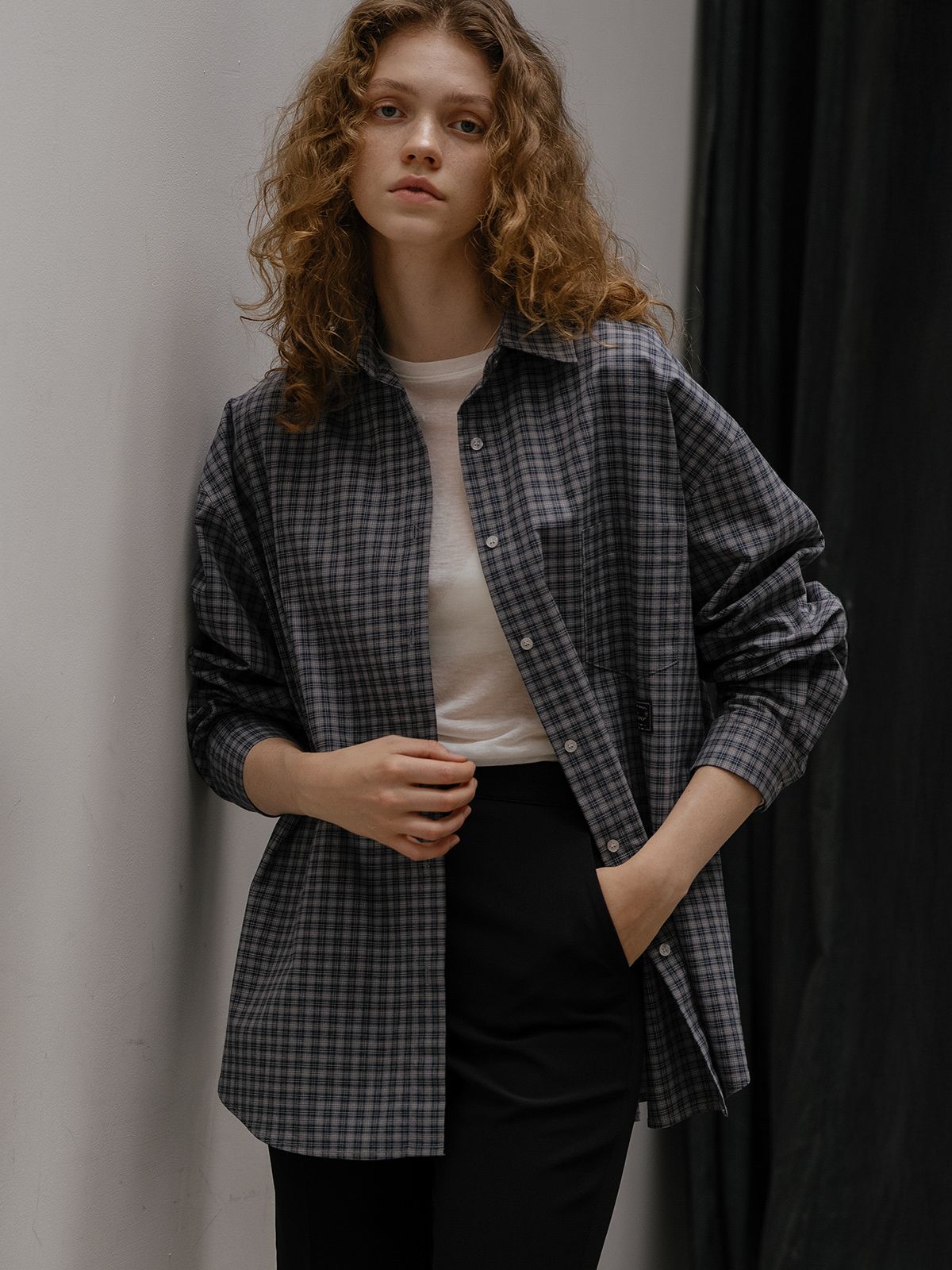 프리버07(FRIVER07) Oversized checked shirt [FRFA01SH10]_Navy