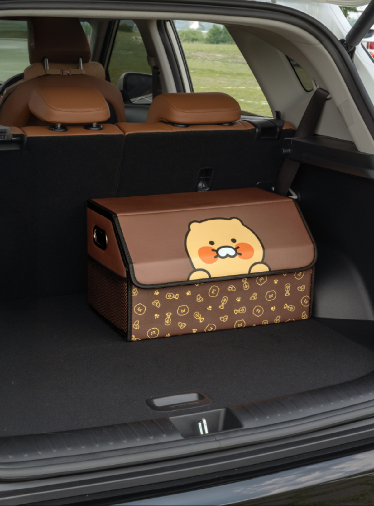 카카오프렌즈 파트너(KAKAOFRIENDS PARTNERS) 카카오프렌즈 춘식이 대형 클리어 차량용 트렁크 보관함 트렁크 정리함 대용량 접이식 보관함