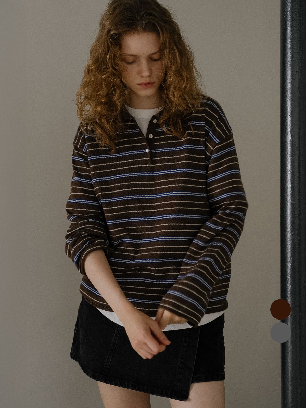 프리버07(FRIVER07) Stripe rugby collar knit FRFA01NT08_2color