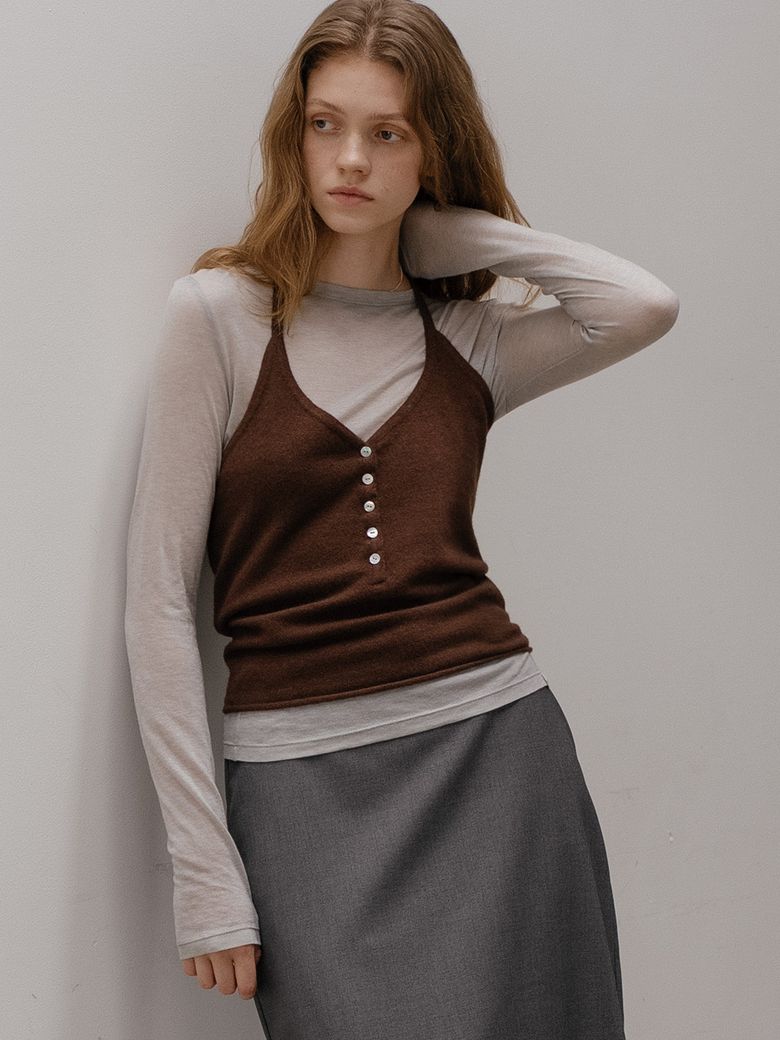 Halter neck knit vest FRFA01NT02_Brown