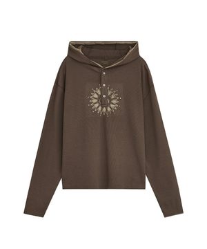 WAFFLE HENLEY NECK HOODED [BROWN]