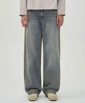 빈티지 워싱 와이드 데님 팬츠 (GREY)