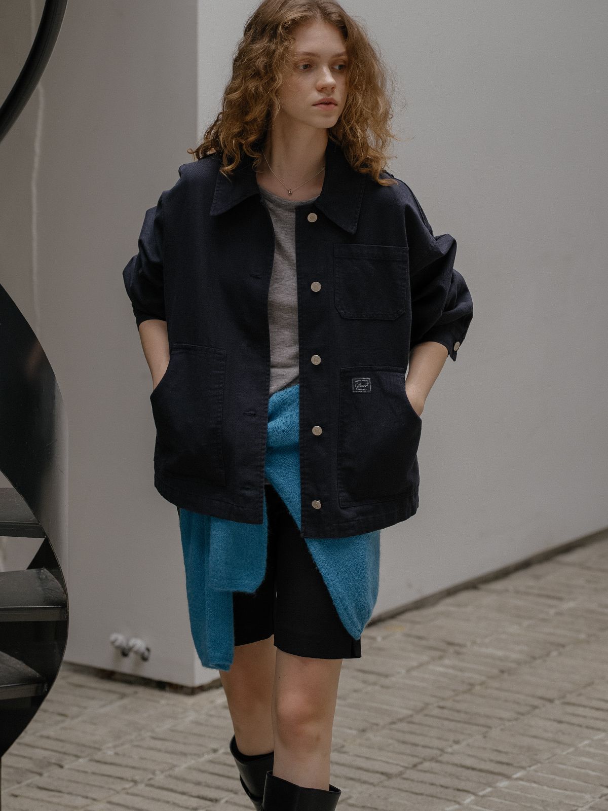 프리버07(FRIVER07) Pocket detail cotton work jacket FRFA01JK02_Navy