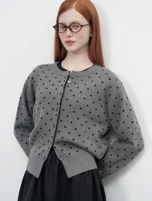 세미 루즈핏 도트 가디건 [CHARCOAL] / WBE3L04511