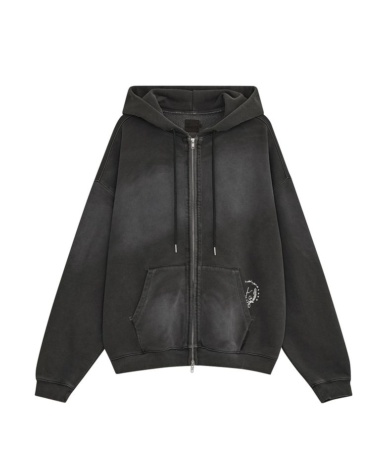 PIG BRUSHED HOOD ZIPUP [CHARCOAL]