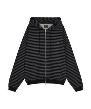 STRIPE HOOD ZIP UP [BLACK]
