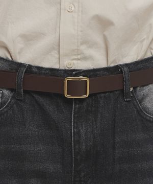 스퀘어 포인트 리버시블 벨트 - 골드