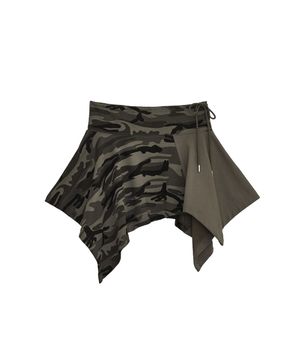 CAMO UNBALANCE SKIRT [KHAKI]