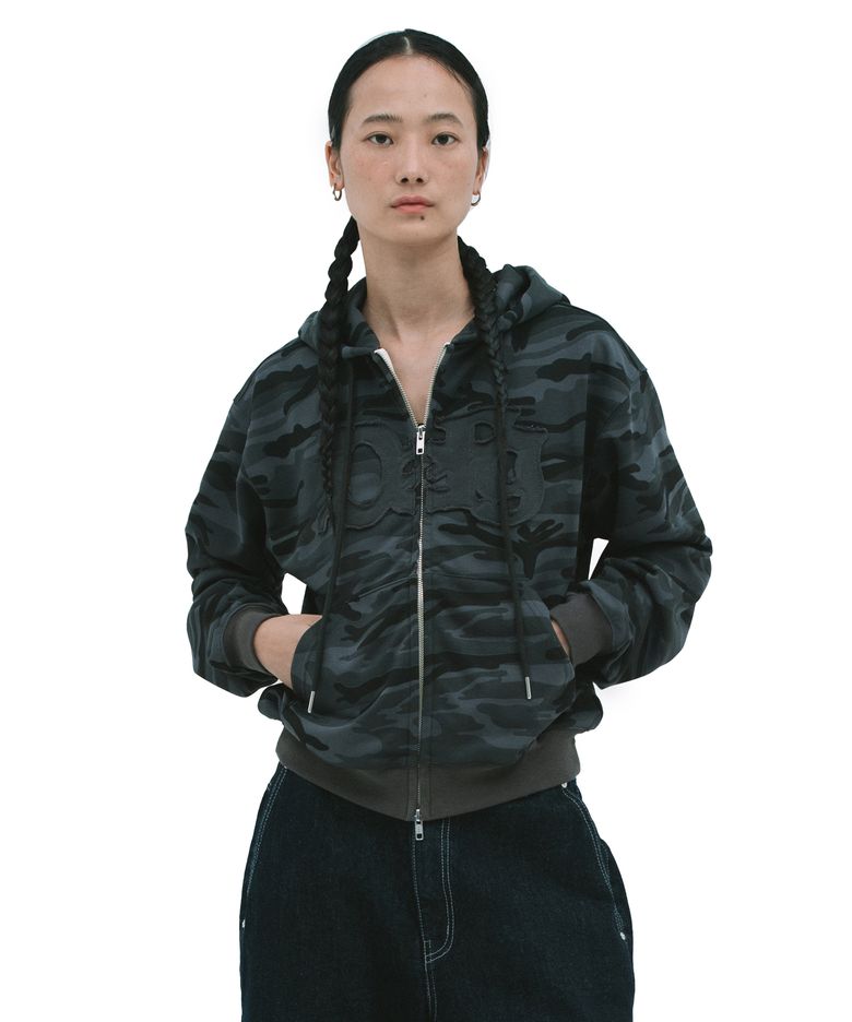 CAMO LOGO HOOD ZIP UP [BLACK]