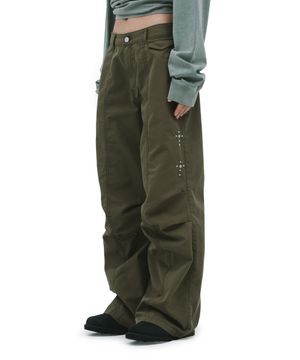 [유소정 PICK] STUD PARACHUTE PANTS [KHAKI]