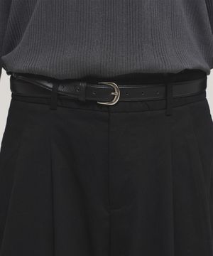 미니멀 리얼레더 벨트 - 블랙