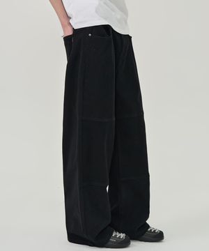 코튼 워시드 라인 팬츠 (BLACK)