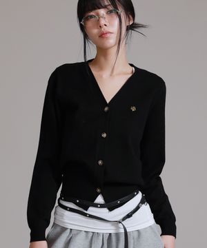 소프트 에센셜 브이넥 니트 가디건_블랙