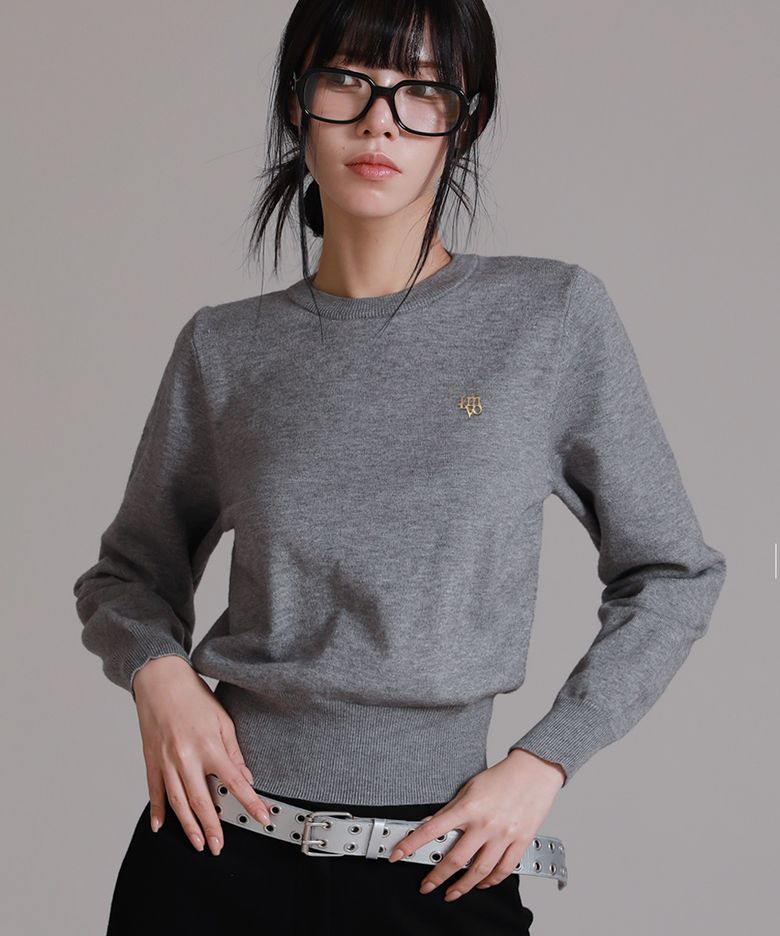 소프트 에센셜 라운드 니트_그레이