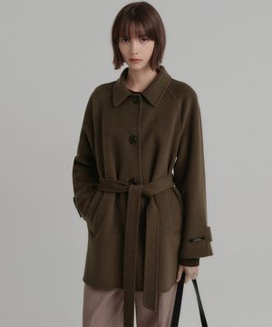 리앤 울 핸드메이드 하프 코트_브라운 / LEANNE WOOL HANDMADE HALF COAT_BROWN
