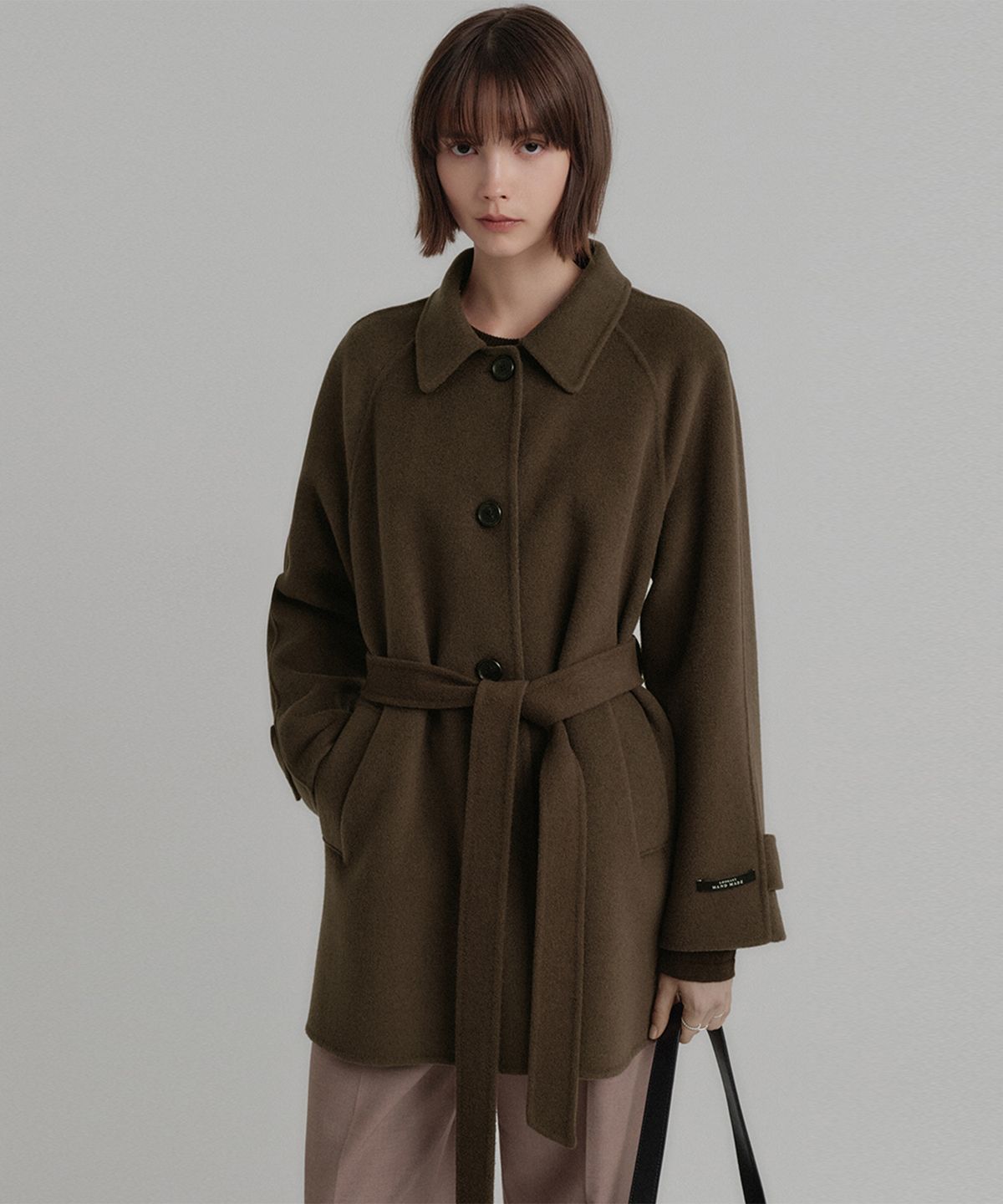 룩캐스트(LOOKAST) 리앤 울 핸드메이드 하프 코트_브라운 / LEANNE WOOL HANDMADE HALF COAT_BROWN