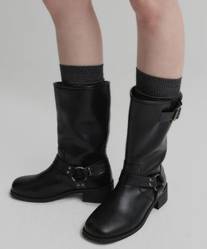 모토 버클 미들 부츠_블랙 / MOTO BUCKLE MIDDLE BOOTS_BLACK