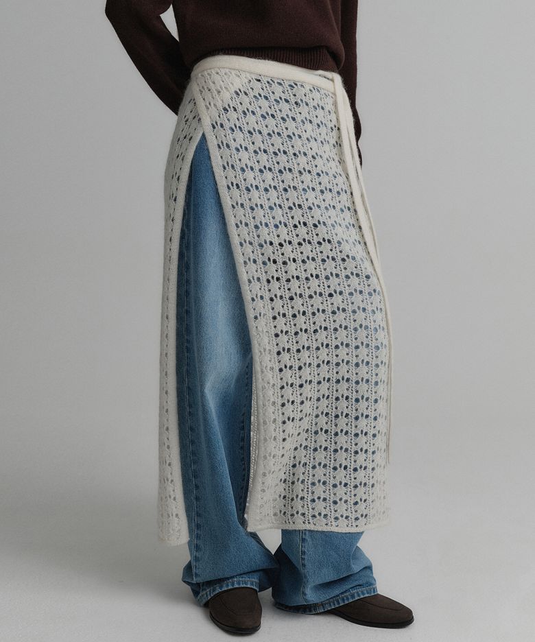 끌로에 레이어드 울 니트 스커트_아이보리 / CHLOE LAYERED WOOL KNIT SKIRT_IVORY