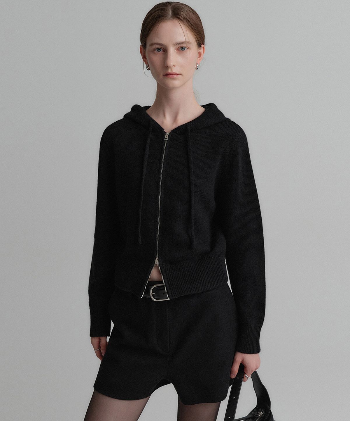 룩캐스트(LOOKAST) 플레인 울 후디 집업 니트_블랙 / PLAIN WOOL HOODIE ZIP UP KNIT_BLACK