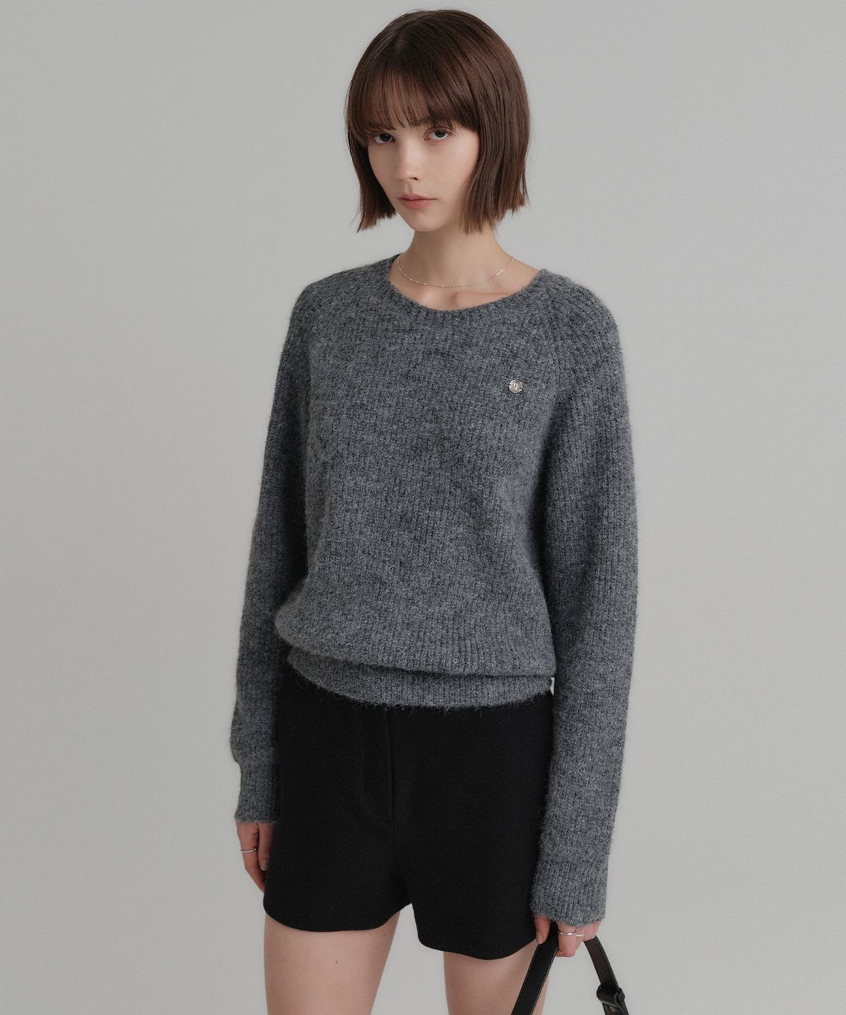 룩캐스트(LOOKAST) 벨라 울 라운드 니트_그레이 / BELLA WOOL ROUND KNIT_GREY