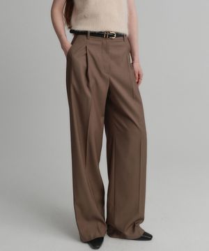 아리아 와이드 울 팬츠_브라운 / ARIA WIDE WOOL PANTS_BROWN