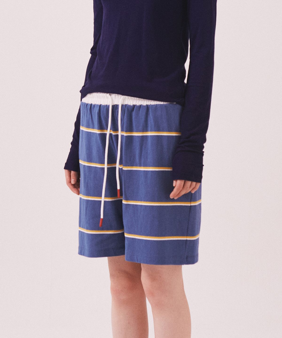 미나수(MENASOO) MNS Striped Cotton Half Pants_Blue