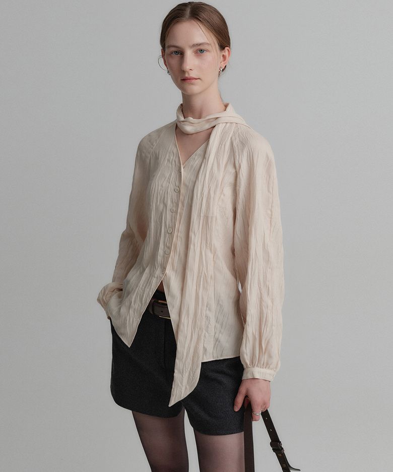 레이첼 타이 블라우스_베이지 / RACHEL TIE BLOUSE_BEIGE