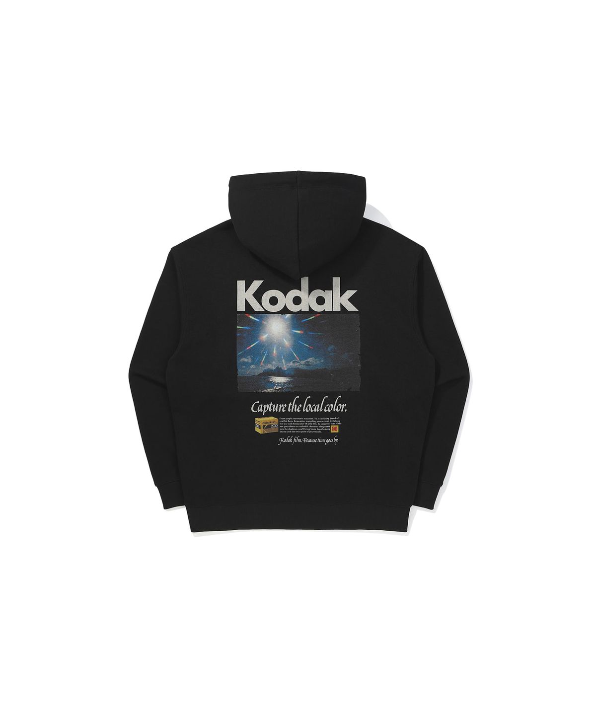 코닥(KODAK) 씨너리 그래픽 반집업 후드 BLACK