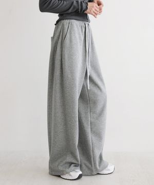 맞춤 2기장 2WAY 사이드핀턱  밑단스냅버튼 밴딩 스트링 와이드 트레이닝 스웻 팬츠 4COLOR (숏/ 롱 2TYPE 길이)