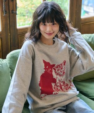 Like cat 후로킹 맨투맨 티셔츠  AMM1314 (멜란지)