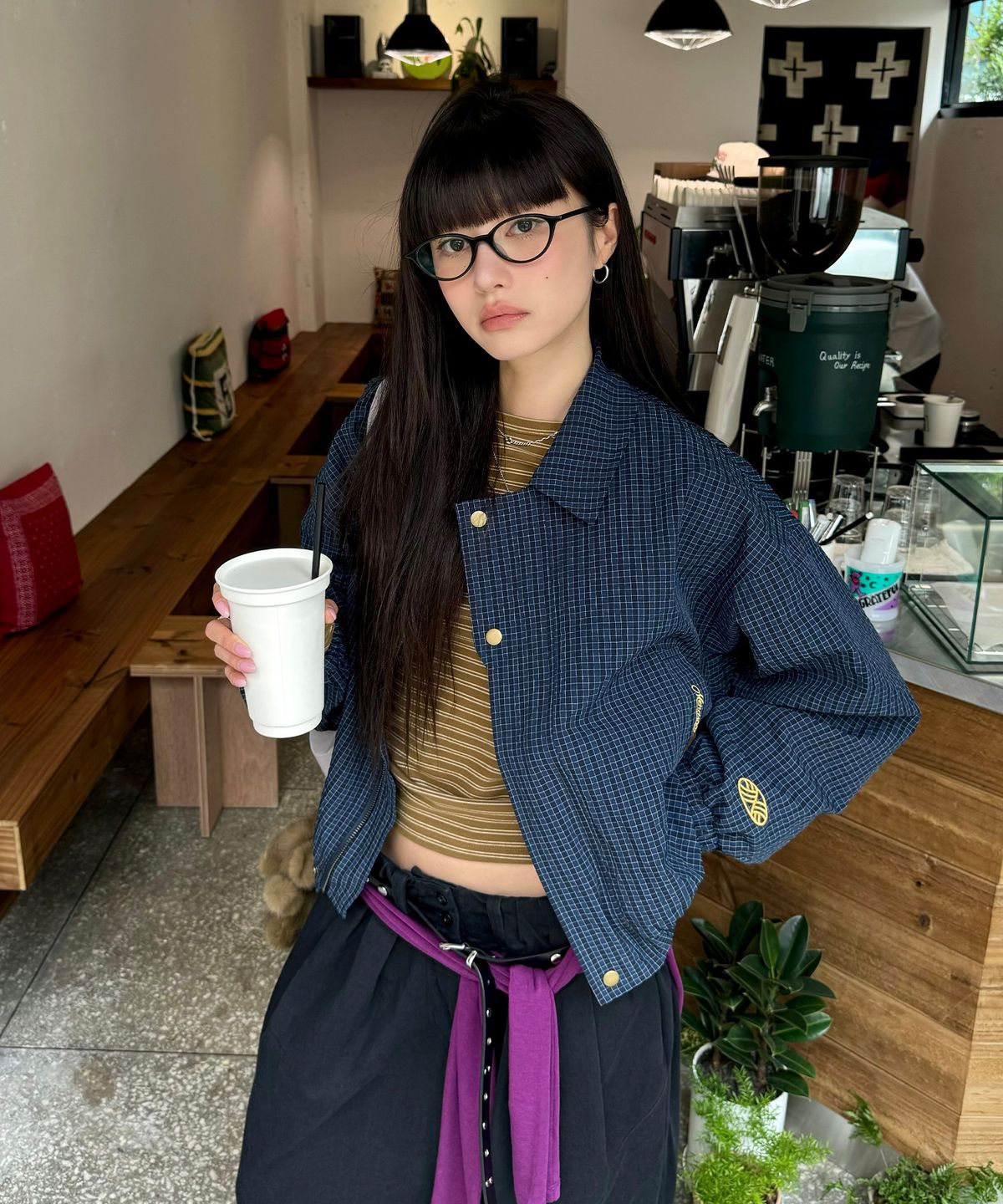 미나수(MENASOO) MNS Classic Check Jacket_Navy