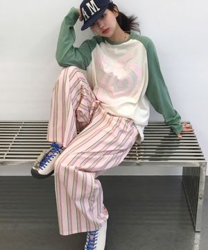 와이드 스트라이프 원마일 팬츠