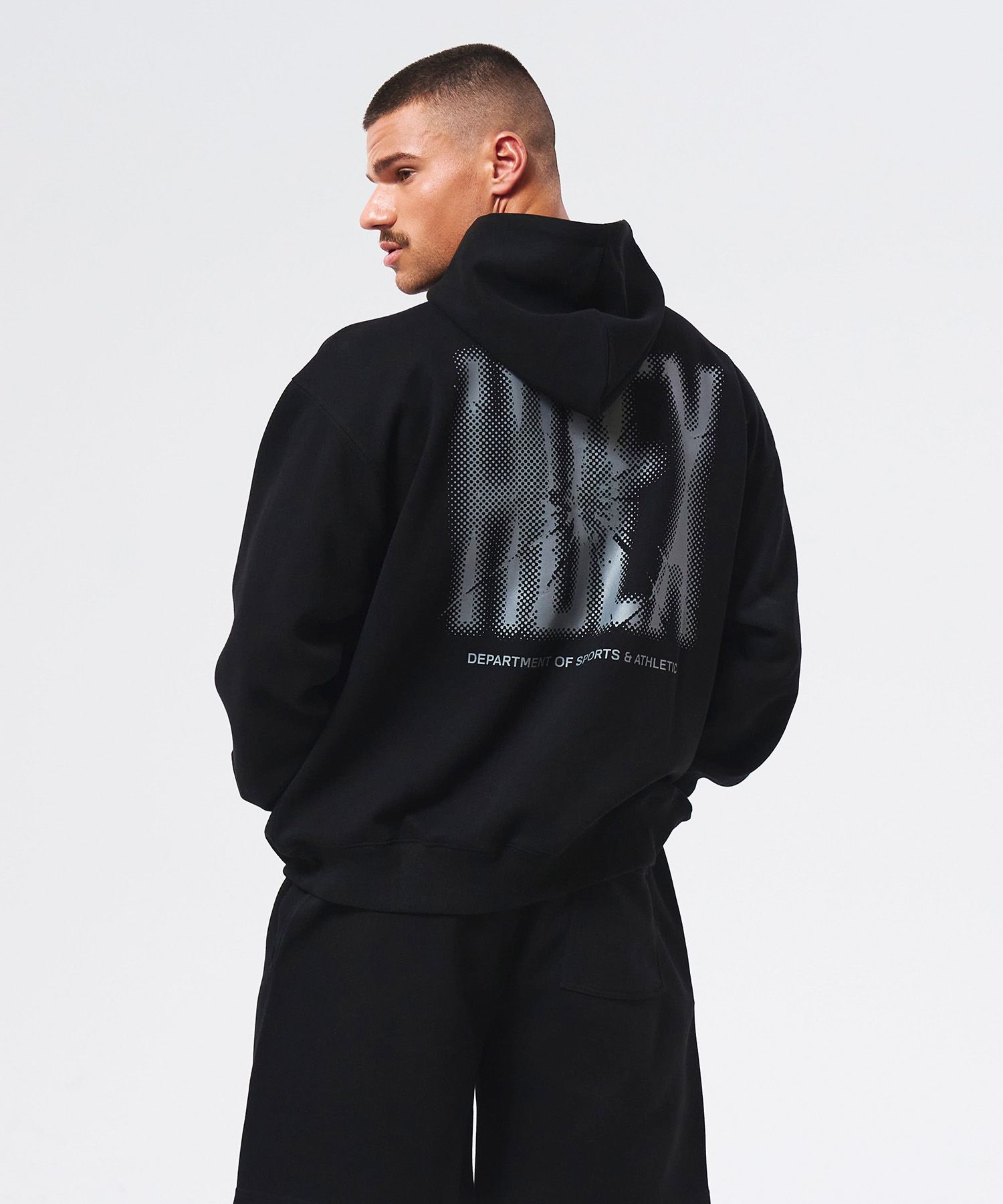 MUSINSA公式 | HDEX クラックプリンテッドフードパーカー (ブラック)