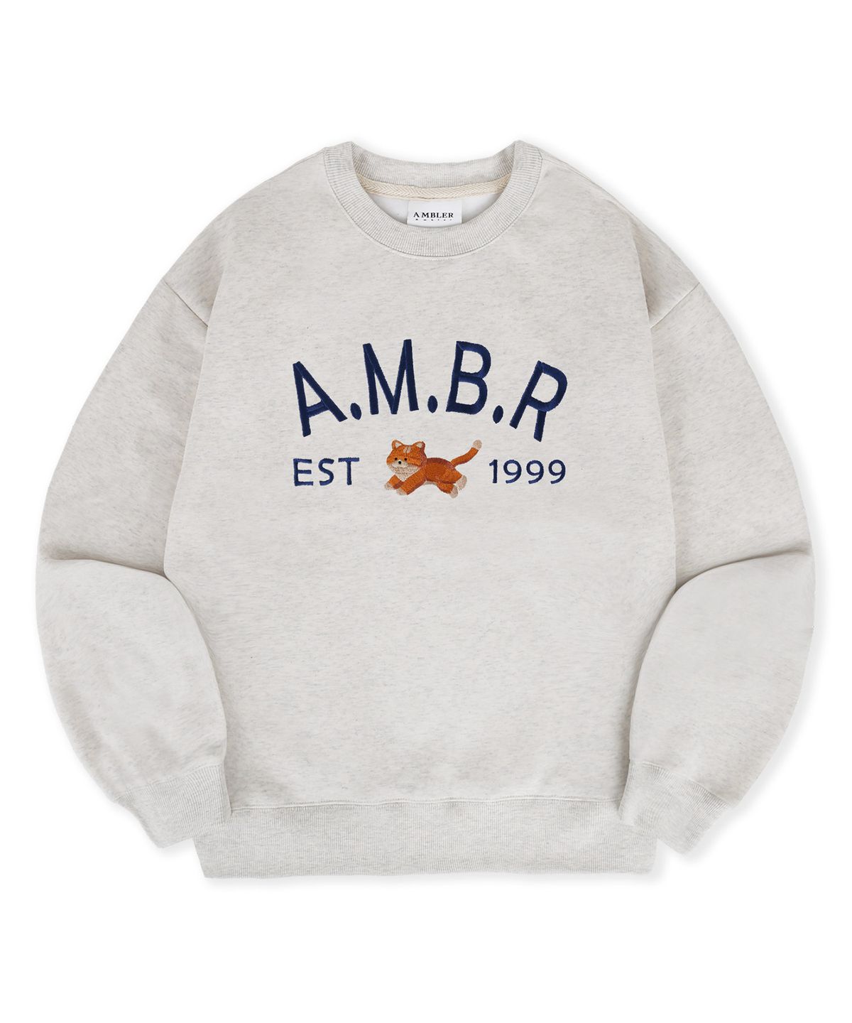 엠블러(AMBLER) Cheese 자수 맨투맨 티셔츠  AMM1317 (오트밀)