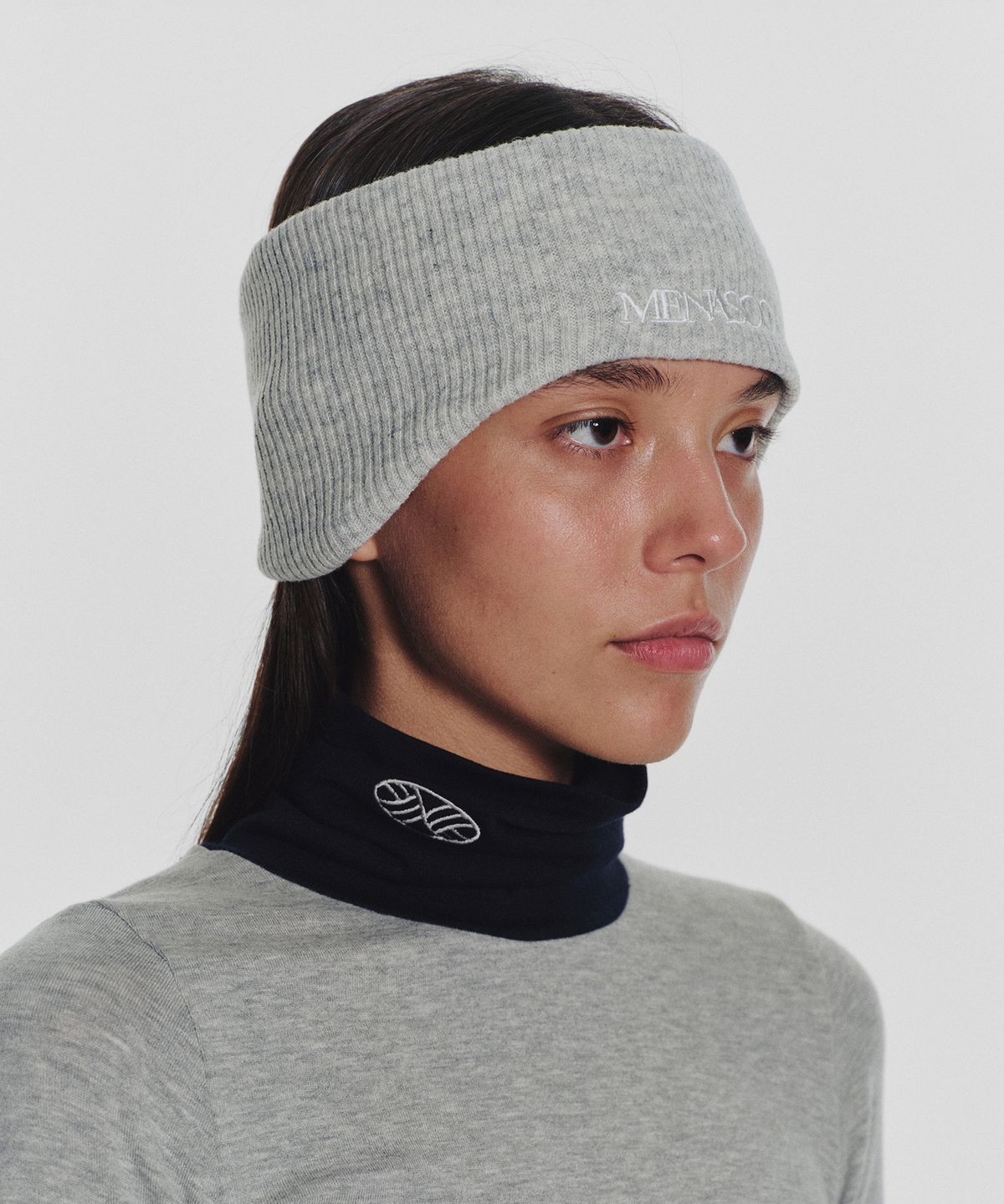 미나수(MENASOO) Menasoo Reversible Wool Headband_White Melange