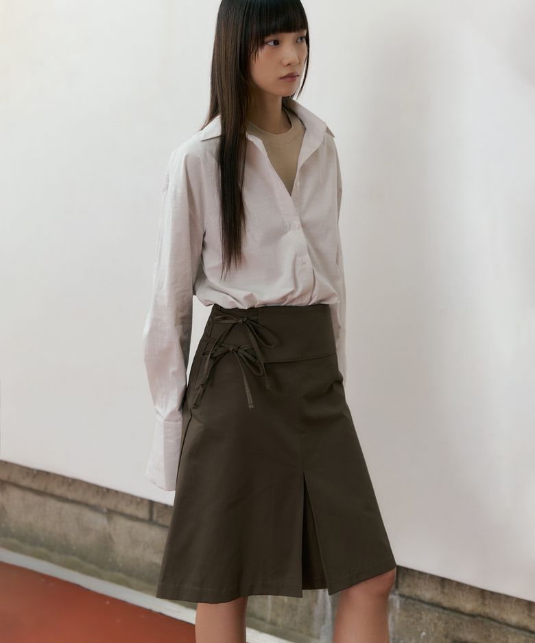 REF DOUBLE RIBBON SKIRT ASH BROWN