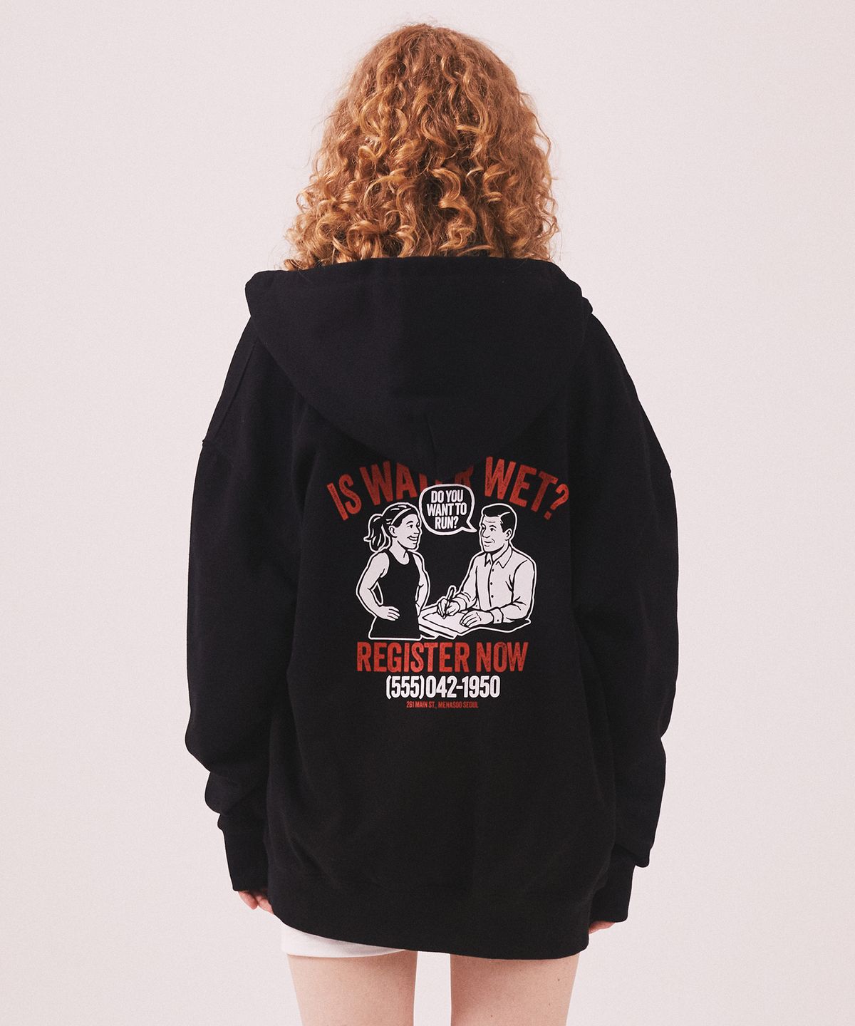 미나수(MENASOO) Menasoo Cartoon Graffiti Two Way Hoodie Zip Up_Black