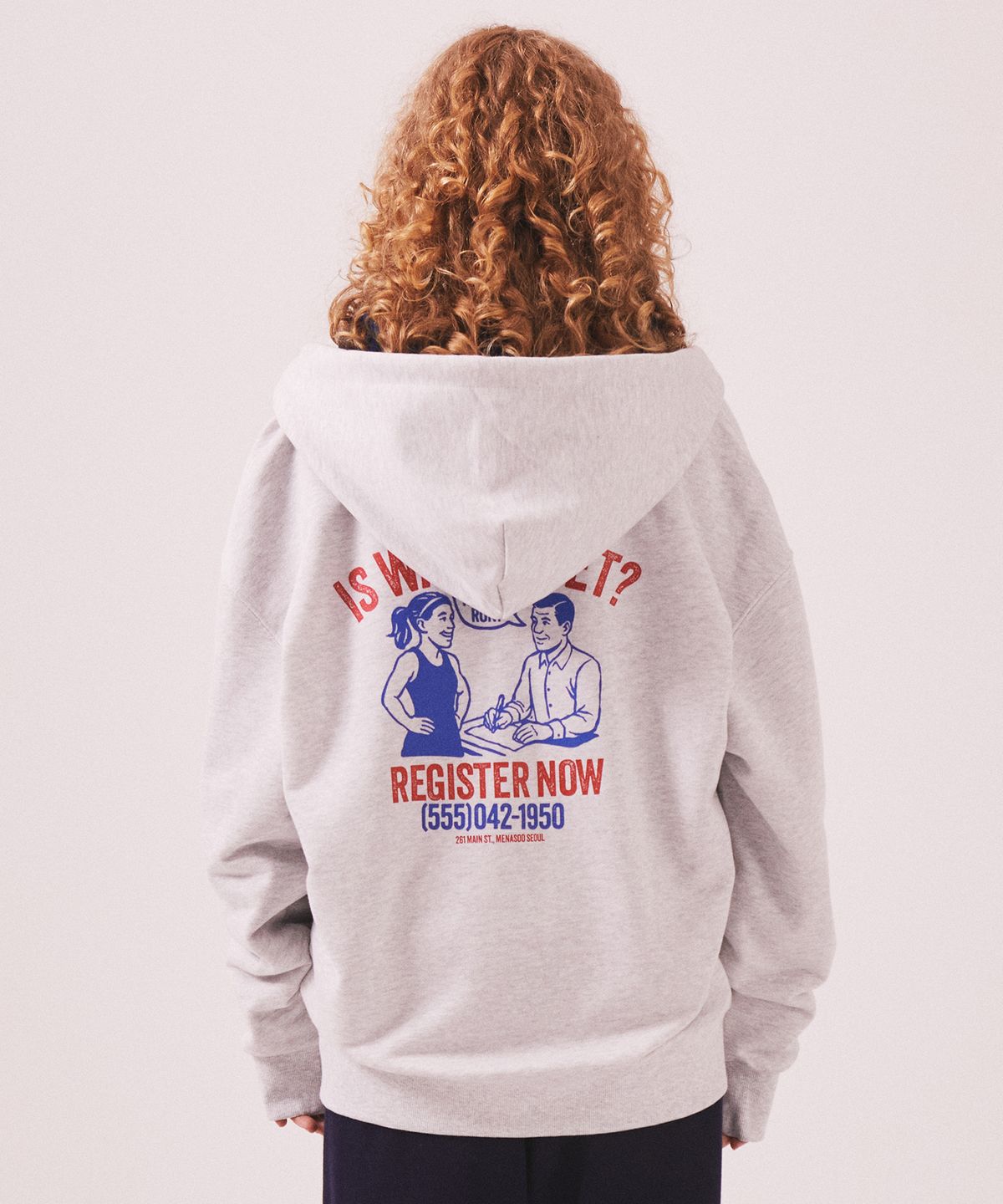 미나수(MENASOO) Menasoo Cartoon Graffiti Two Way Hoodie Zip Up_White Melange