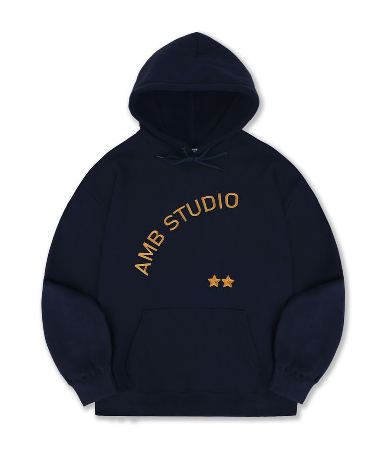 AMBLER STAR 자수 후드 티셔츠 AHP1209 (네이비)