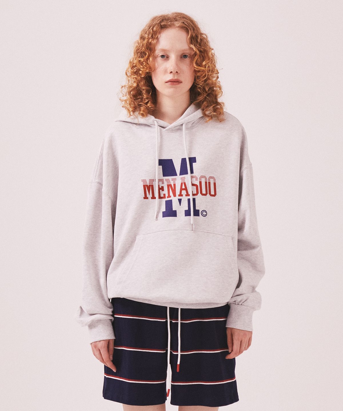 미나수(MENASOO) Menasoo Basic Hoodie_White Melange