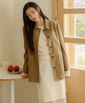 플랫 카라 스웨이드 싱글자켓 OL5AJ8010