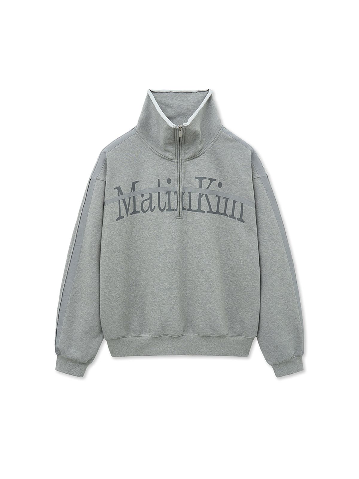 마뗑킴(MATIN KIM) CUT OUT HALF ZIP SWEATSHIRT FOR MEN IN GREY