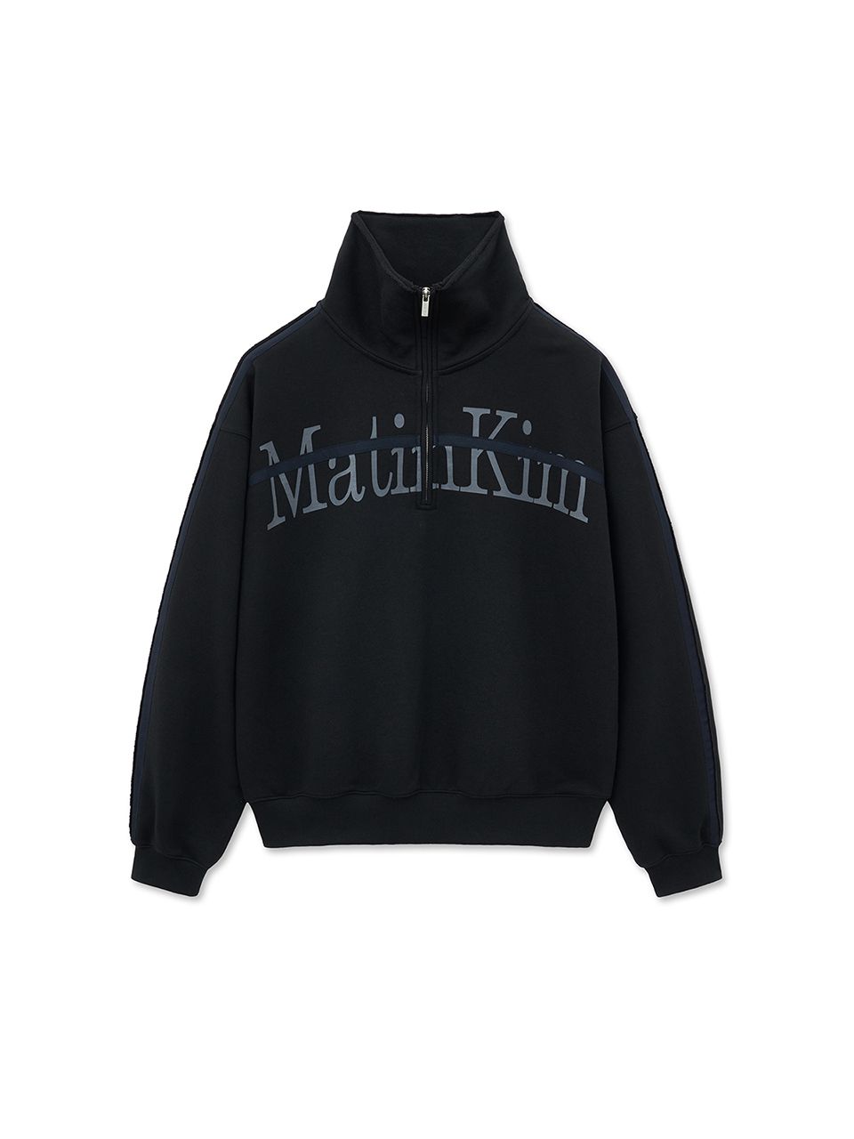 MUSINSA | MATIN KIM CUT OUT HALF ZIP SWEATSHIRT FOR MEN IN BLACK